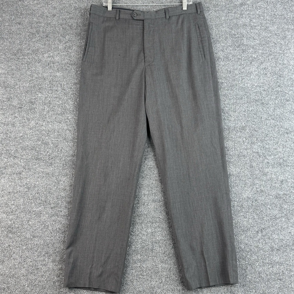 Prada Dress Pants Mens 34x31 Gray Virgin Wool Trousers Flat Front Straight Italy